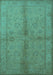 Machine Washable Oriental Turquoise Industrial Area Rugs, wshurb843turq