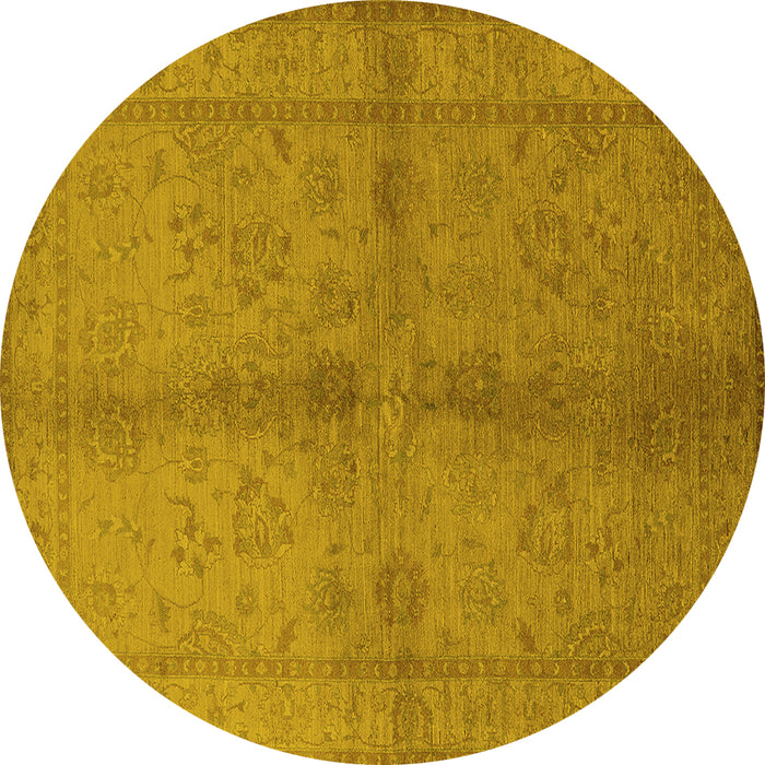 Round Oriental Yellow Industrial Rug, urb843yw