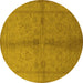 Round Oriental Yellow Industrial Rug, urb843yw