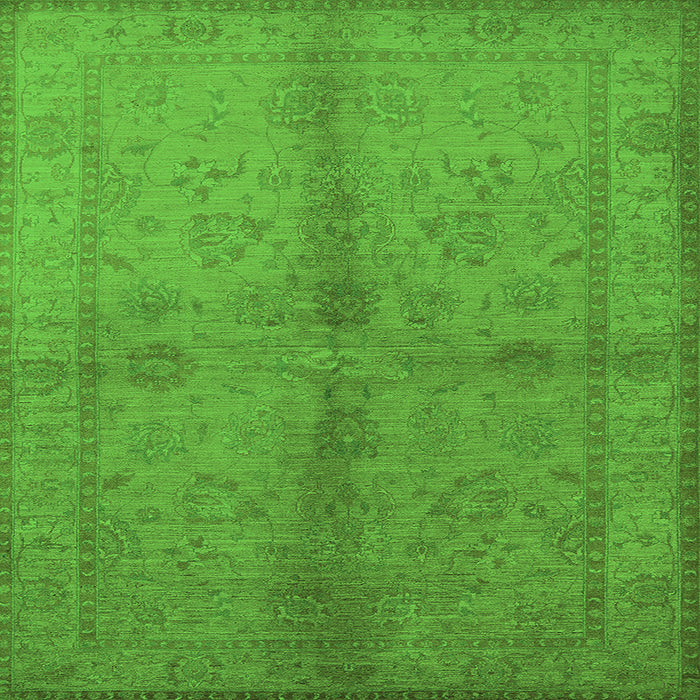 Square Machine Washable Oriental Green Industrial Area Rugs, wshurb843grn