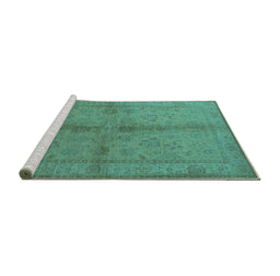 Sideview of Machine Washable Oriental Turquoise Industrial Area Rugs, wshurb843turq