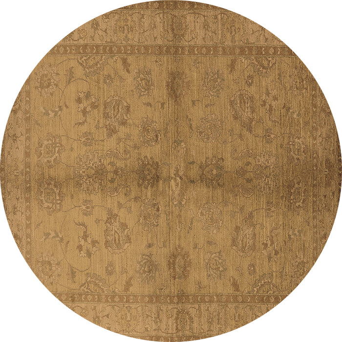 Round Oriental Brown Industrial Rug, urb843brn
