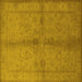Square Machine Washable Oriental Yellow Industrial Rug, wshurb843yw