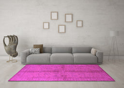 Machine Washable Oriental Pink Industrial Rug in a Living Room, wshurb843pnk