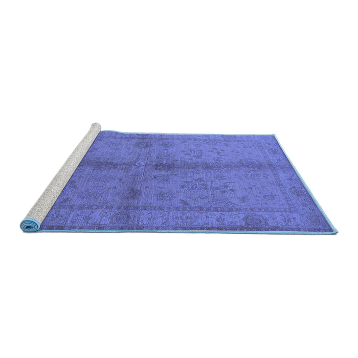 Sideview of Machine Washable Oriental Blue Industrial Rug, wshurb843blu