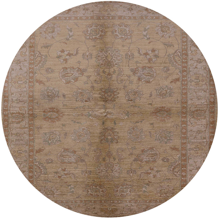 Round Machine Washable Industrial Modern Dark Gold Brown Rug, wshurb843