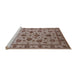 Sideview of Machine Washable Industrial Modern Khaki Rose Pink Rug, wshurb844