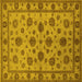 Square Machine Washable Oriental Yellow Industrial Rug, wshurb844yw