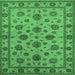 Square Machine Washable Oriental Emerald Green Industrial Area Rugs, wshurb844emgrn