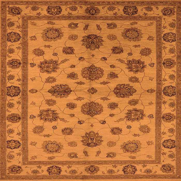 Square Machine Washable Oriental Orange Industrial Area Rugs, wshurb844org