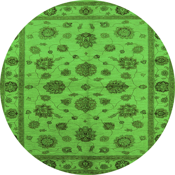 Round Oriental Green Industrial Rug, urb844grn