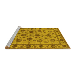 Sideview of Machine Washable Oriental Yellow Industrial Rug, wshurb844yw