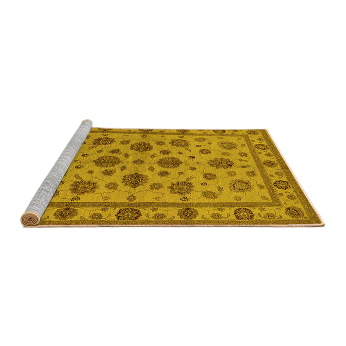 Sideview of Machine Washable Oriental Yellow Industrial Rug, wshurb844yw
