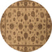 Round Machine Washable Oriental Brown Industrial Rug, wshurb844brn