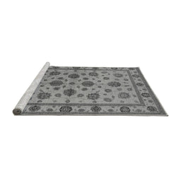Sideview of Machine Washable Oriental Gray Industrial Rug, wshurb844gry