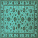 Square Oriental Turquoise Industrial Rug, urb844turq