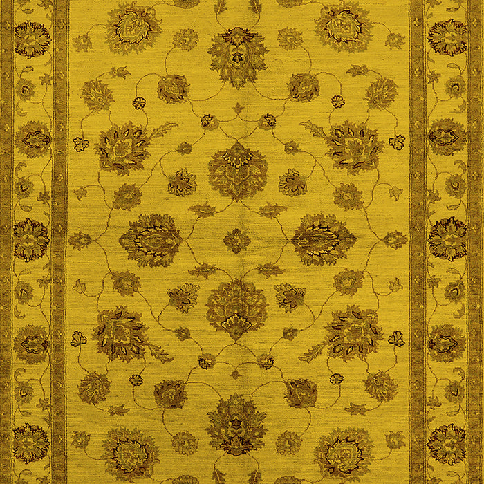 Machine Washable Oriental Yellow Industrial Rug, wshurb844yw