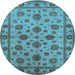 Round Oriental Light Blue Industrial Rug, urb844lblu