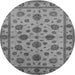 Round Machine Washable Oriental Gray Industrial Rug, wshurb844gry