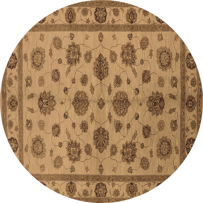 Round Oriental Brown Industrial Rug, urb844brn