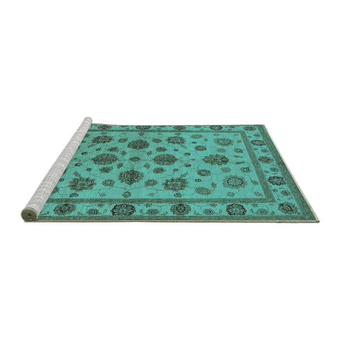 Sideview of Machine Washable Oriental Turquoise Industrial Area Rugs, wshurb844turq