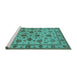 Sideview of Machine Washable Oriental Turquoise Industrial Area Rugs, wshurb844turq