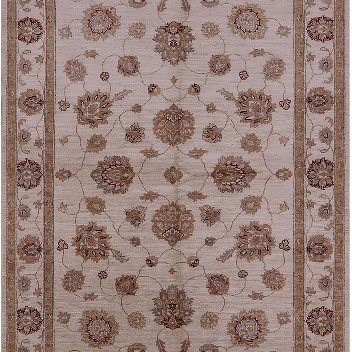 Mid-Century Modern Khaki Rose Pink Oriental Rug, urb844