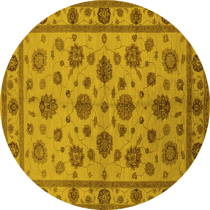Round Oriental Yellow Industrial Rug, urb844yw