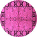 Round Machine Washable Oriental Pink Industrial Rug, wshurb845pnk