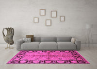 Machine Washable Oriental Pink Industrial Rug, wshurb845pnk