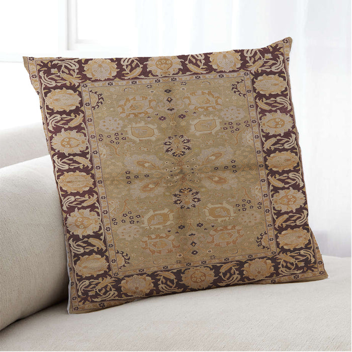 Lifestyle Image of Mid-Century Modern Urban Square Brown Sand Brown Throw Pillow, 18 inch by 18 inch, pwurb845