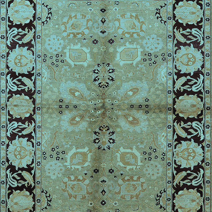 Machine Washable Oriental Light Blue Industrial Rug, wshurb845lblu