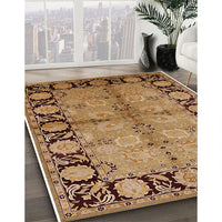 Mid-Century Modern Brown Sand Brown Oriental Rug, urb845