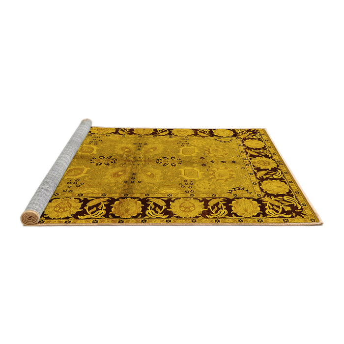 Sideview of Machine Washable Oriental Yellow Industrial Rug, wshurb845yw
