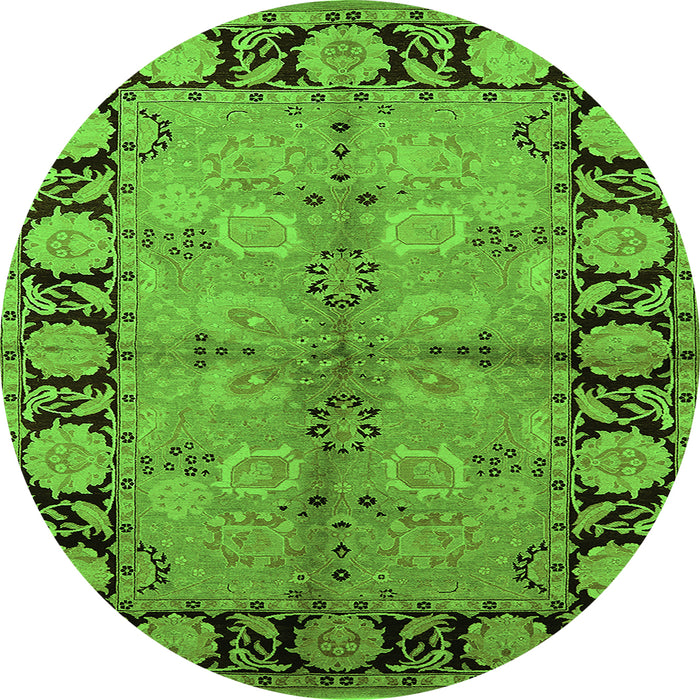 Round Oriental Green Industrial Rug, urb845grn