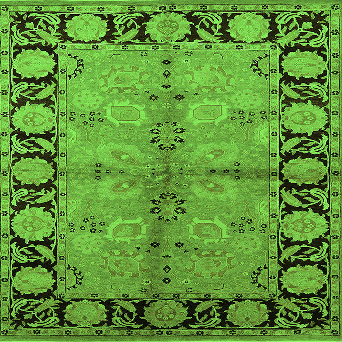 Square Machine Washable Oriental Green Industrial Area Rugs, wshurb845grn