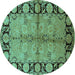 Round Oriental Turquoise Industrial Rug, urb845turq