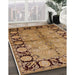 Mid-Century Modern Brown Sand Brown Oriental Rug in Family Room, urb845