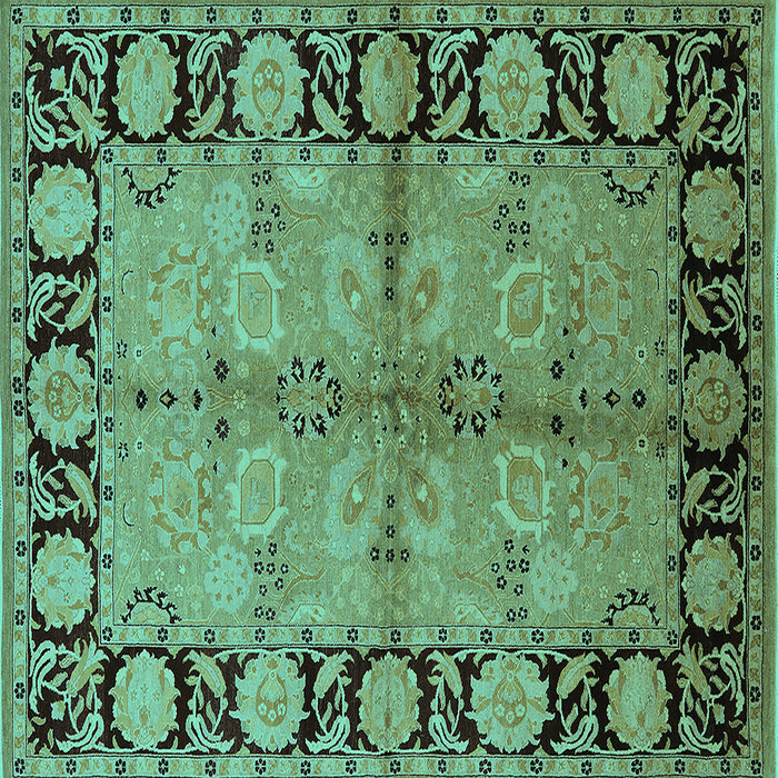 Square Oriental Turquoise Industrial Rug, urb845turq