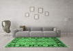 Machine Washable Oriental Emerald Green Industrial Area Rugs in a Living Room,, wshurb845emgrn