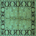 Square Machine Washable Oriental Turquoise Industrial Area Rugs, wshurb845turq