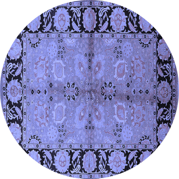 Round Oriental Blue Industrial Rug, urb845blu