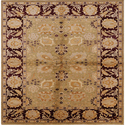 Square Mid-Century Modern Brown Sand Brown Oriental Rug, urb845