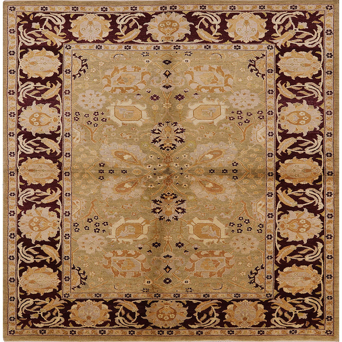 Square Mid-Century Modern Brown Sand Brown Oriental Rug, urb845