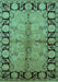 Machine Washable Oriental Turquoise Industrial Area Rugs, wshurb845turq