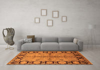 Machine Washable Oriental Orange Industrial Rug, wshurb845org