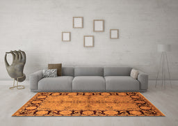 Machine Washable Oriental Orange Industrial Area Rugs in a Living Room, wshurb845org