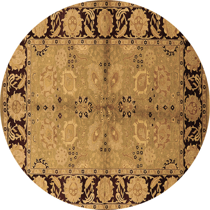 Round Oriental Brown Industrial Rug, urb845brn