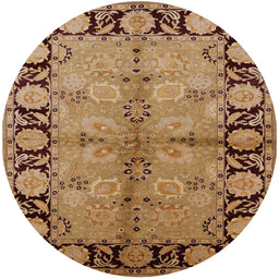 Round Mid-Century Modern Brown Sand Brown Oriental Rug, urb845