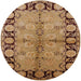 Round Mid-Century Modern Brown Sand Brown Oriental Rug, urb845